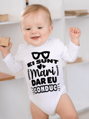 Body bebelusi personalizat "Ei sunt mari, dar eu conduc"