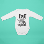 Body bebelusi personalizat "Eat, sleep, poop, repeat"