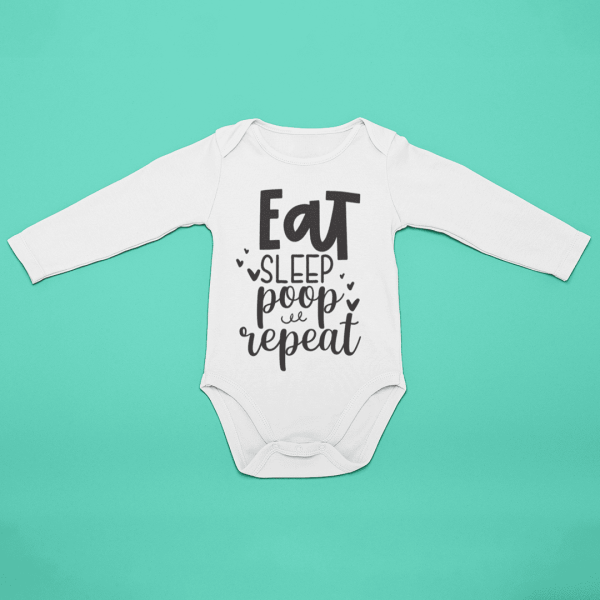 Body bebelusi personalizat "Eat, sleep, poop, repeat"