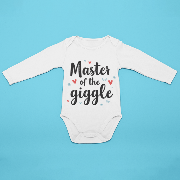 Body bebelusi personalizat "Master of the giggle"