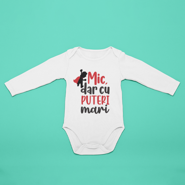 Body bebelusi personalizat ''Mic,dar cu puteri mari"