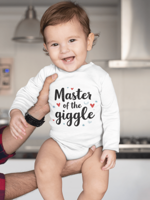 Body bebelusi personalizat "Master of the giggle"