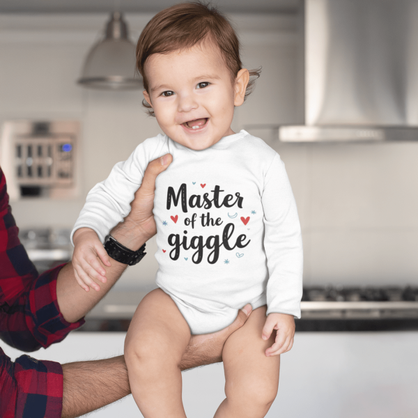 Body bebelusi personalizat "Master of the giggle"
