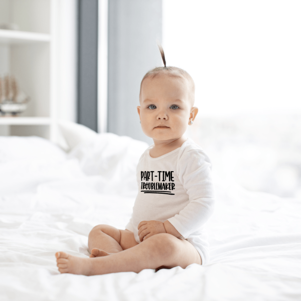Body bebelusi personalizat "Part-time troublemaker"