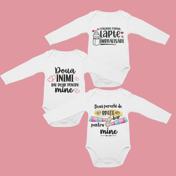 Pachet body bebe "Îmbrățișări Mici, Iubire Mare"