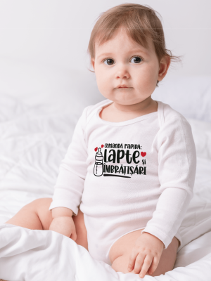 Body bebelusi personalizat ''Comandă rapidă: Lapte și Îmbrățișări''